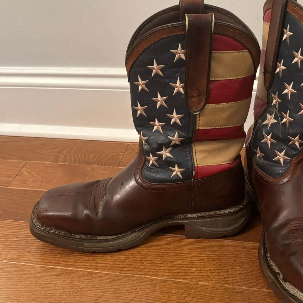 Durango USA Flag Steel Toe Work Boots Men’s 10 Brown Western